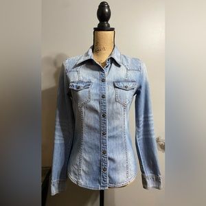 Guess, Denim Button-Down Shirt, Size S